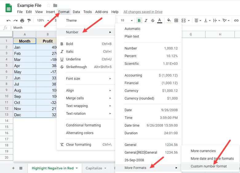 Hướng dẫn cách hiển thị các số âm bằng màu đỏ trong Google Sheets